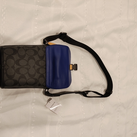 Coach Track Signature Canvas Colorblock (Blue) Small Crossbody Bag - Picture 4 of 7